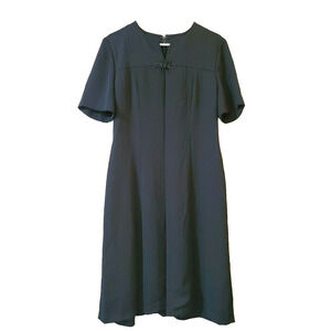 Vintage Leslie Fay Womens Shift Dress Size 10 Black Semi Sheer Short Sleeve